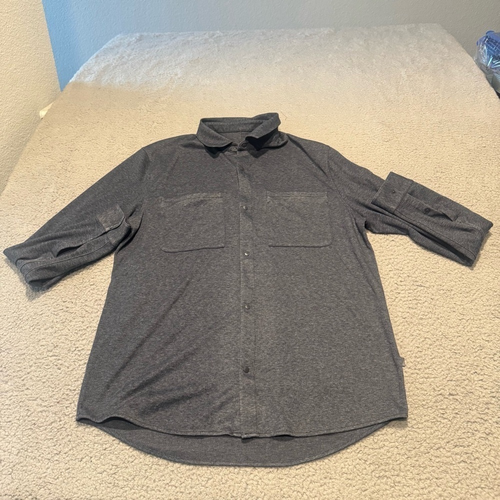 Lululemon Snap Button Soft Knit Overshirt Mens XL True Navy Zip Pocket M3CZMS